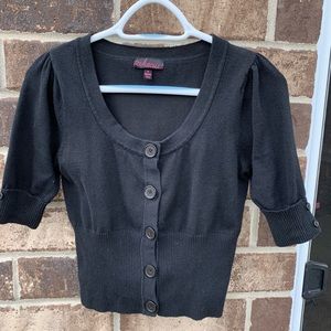 Basic black short sleeve cardigan